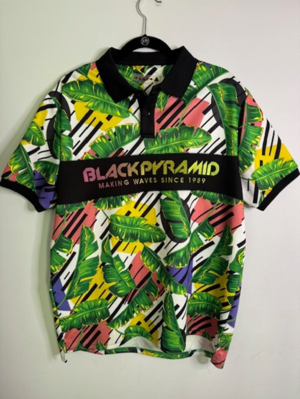 Black Pyramid Men's Floral Short Sleeve Polo Size XL